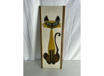 MID CENTURY STYLE HANGING CAT DECORATION, 9X24 INCHES