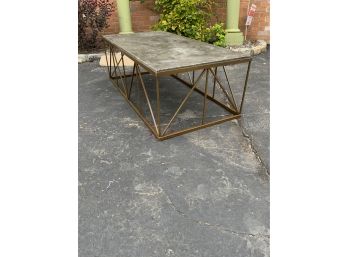 METAL BOTTOM COFFEE TABLE WITH STONE TOP, HEAVY!!!