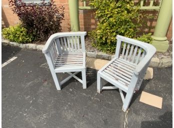ASIAN STYLE PAINTED LIGHT BLUE WOOD CHAIRSBENCH 19X19X27 EACH CHAIR