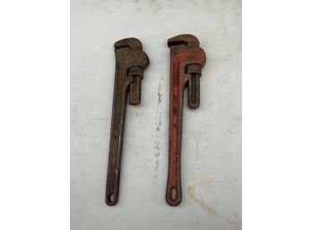 PAIR OF PIPE WRENCHES
