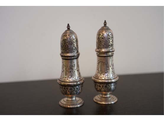 STERLING SILVER SALT AND PEPPER SHAKERS, 6IN HEIGHT