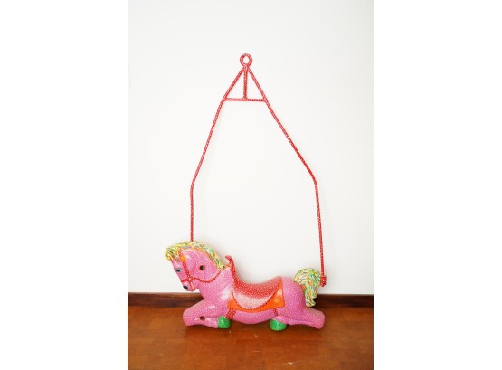 VINTAGE HORSE HANGING DECORATION, 57IN HEIGHT