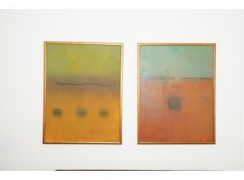 PAIR OF ACRYLIC ON CANVAS PAINTINGS SIGNED BY M GARRET,  34X44 INCHES
