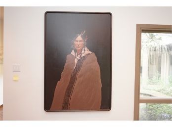 ACRYLIC ON CANVAS OF NATIVE AMERICAN, SIGNED,  42X61 INCHES