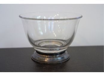 GLASS BOWL WITH STERLING BOTTOM, NOT MARKED, 4IN HEIGHT