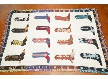 COWBOY BOOT BLANKET MADE BY MWW 1992 V, 71X49 INCHES