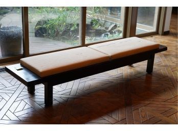 CHRISTIAN LIAIGRE UPHOLSTERED WOOD BENCH ASIAN STYLE, CHECK PHOTOS, 94.5X21X19