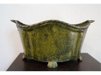 GREEN METAL CONTAINER FLOWER BUCKET, 6X17 INCHES