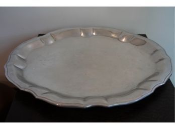LARGE METAL SERVING PLATE, GREAT FOR TURKEY DINNER, 15IN LENGTH