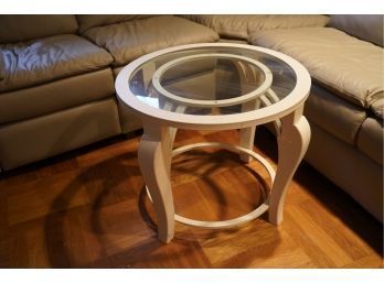 MODER STYLE GLASS TOP SIDE TABLE,