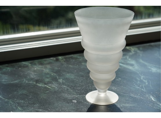 FROSTED GLASS VASE, 11IN HEIGHT