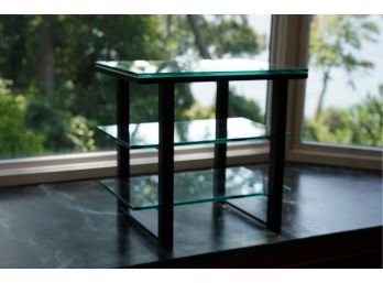 MODERN STYLE 3 TIER GLASS TABLE WITH METAL FRAME