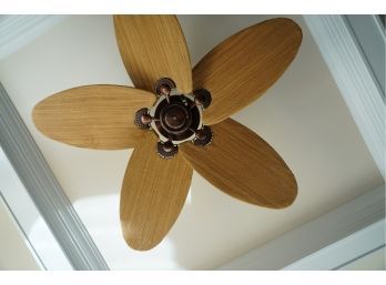 WORKING, WICKER STYLE FAN GREAT FOR ANY LIVING ROOM
