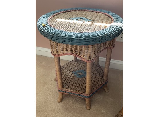 MULTI COLOR WICKER ROUND TOP SIDE TABLE