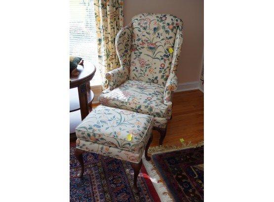 ANTIQUE CLUB CHAIR WITH OTTOMAN