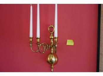 VINTAGE GOLD CANDLE STICK HOLDER WALL ACCENT 9.5 X 20