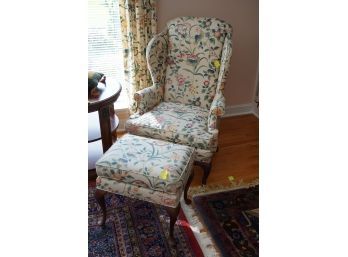 ANTIQUE CLUB CHAIR WITH OTTOMAN