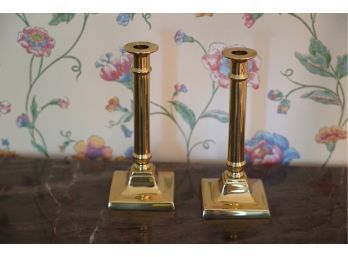 TWO GOLDEN CANDLE STICK HOLDER 3 X 7