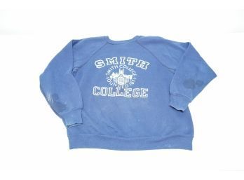 VINTAGE SMITH COLLEGE BLUE SWEATSHIRT, CHECK PHOTOS FOR STAINS!! SIZE S