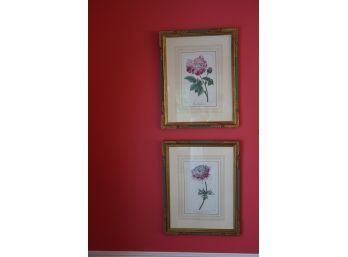 HAND PAINTED PINK FLOWERS PICTURE SET 15.5 X 19