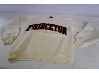 VINTAGE PRINCETON WHITE SWEATSHIRT, CHECK PHOTOS FOR STAINS!! SIZE  S 34-36