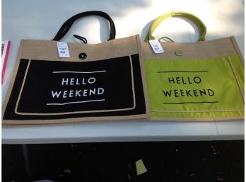 NWT.  2 Canvas Hello Weekend Bags