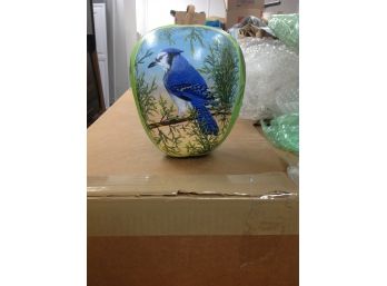 Hand Painted Blue Jay On Gourd