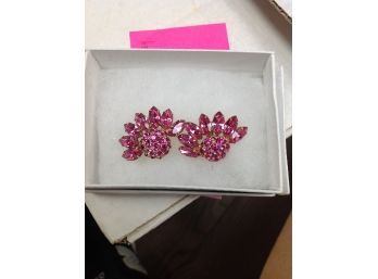 Pink Napier Clip On Earrings