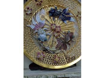 Vintage Shanghai Arts & Crafts Plate & Stand .. Beautiful Detail