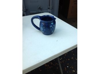 Handmade Blue Pitcher With Faces Design