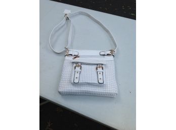 White Handbag With Weave Design