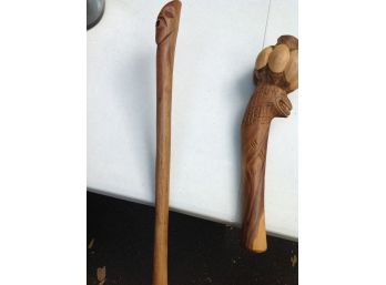 2 Hand Carved Wooden Sculptures From New Guinea