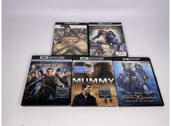 LOT OF 5 4K ULTRA HD MOVIES, INCLUDING THE MUMMY