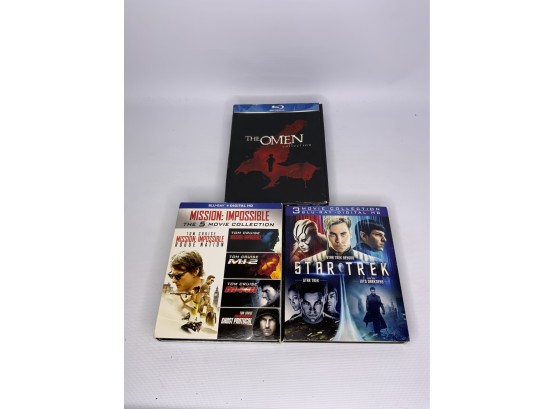 LOT OF 3 BLU-RAY MOVIE COLLECTIONS, INCLUDING STAR TREK