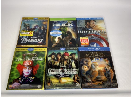 LOT OF 6 BLU-RAY MOVIES IN 3D!! INCLUDING ALICE IN WONDERLAND!!
