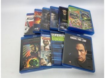 LOT OF 10 BLU RAY MOVIES, INCLUDING ' STEVEN SEGAL ABOVE THE LAW'