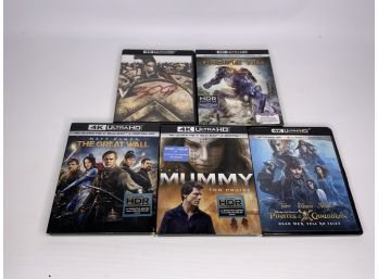 LOT OF 5 4K ULTRA HD MOVIES, INCLUDING THE MUMMY