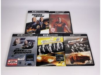 LOT OF 5 4K ULTRA HD MOVIES, INCLUDING FAST AND FURIOUS 6-8