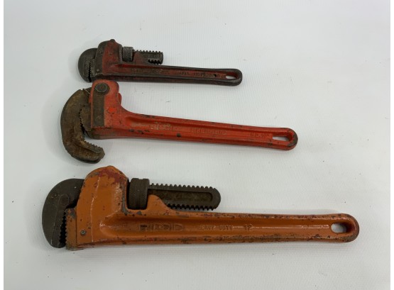 LOT OF 3 RIDGID HEAVY DUTY PIPE WRENCHES!!
