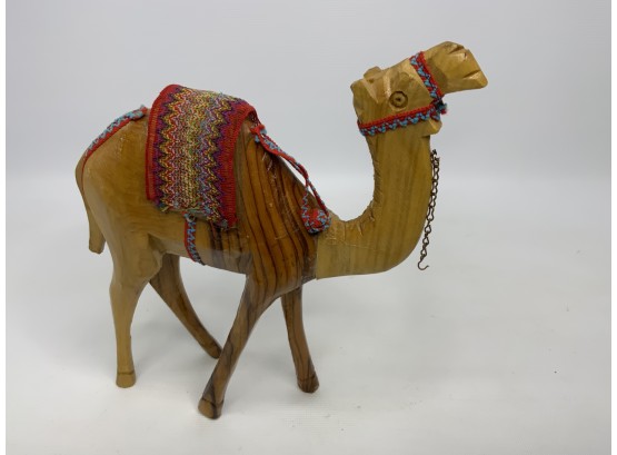HAND CRAFTED WOOD CAMEL FIGURINE, 9IN HEIGHT