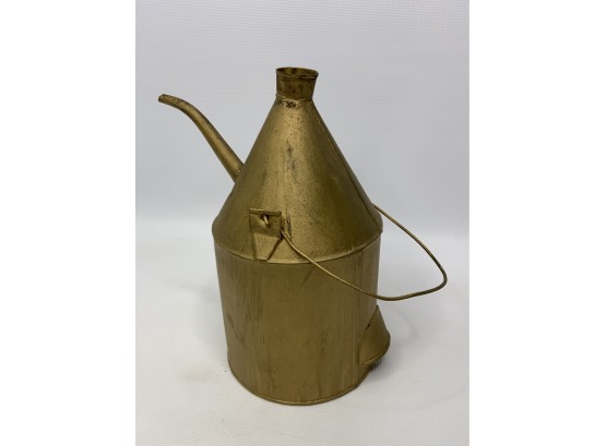ANTIQUE GOLD METAL PITCHER WITH HANDLE, 9IN HEIGHT