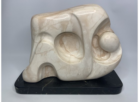 MODERN CARVED MARBLE SCULPTURE SIGNED BY CROOK! 15X12 INCHES