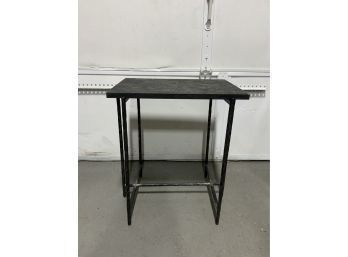 STONE TOP METAL FRAME SIDE TABLE, 24X21 INCHES