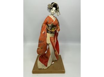 JAPANESE STYLE DOLL WITH DISPLAY CASE 20in HEIGHT
