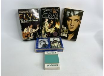 LARGE LOT OF ELVIS MEMORABILIA, INCLUDING BOOKS, PLAY-CARDS, AND NEWPORT EDITION PLAY CARDS