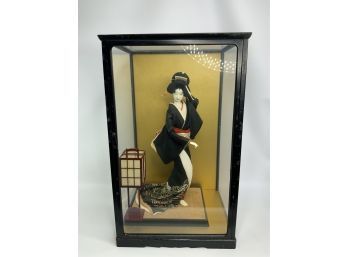 GORGEOUS ASIAN STYLE DOLL IN GLASS CASE!! PLEASE CHECK ALL PHOTOS FOR DAMAGES!! 21IN HEIGHT(CASE)