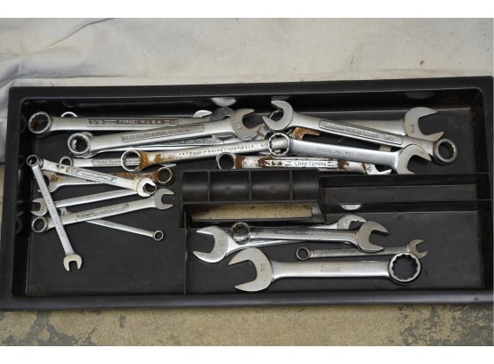 MASSIVE LOT OF COMBINATION WRENCHES WITH TRAY