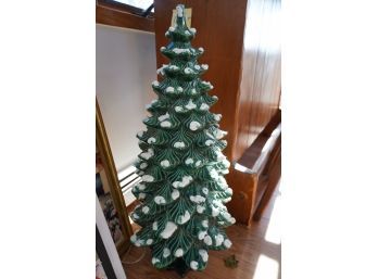 VINTAGE TALL PORCELAIN GREEN CHRISTMAS TREE DECORATION!! 30IN HEIGHT!!