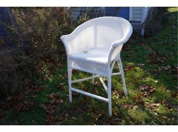 OUTDOOR WHITE WICKER TALL CHAIR!