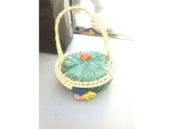 Handmade Vintage Straw Basket From The Caribbean